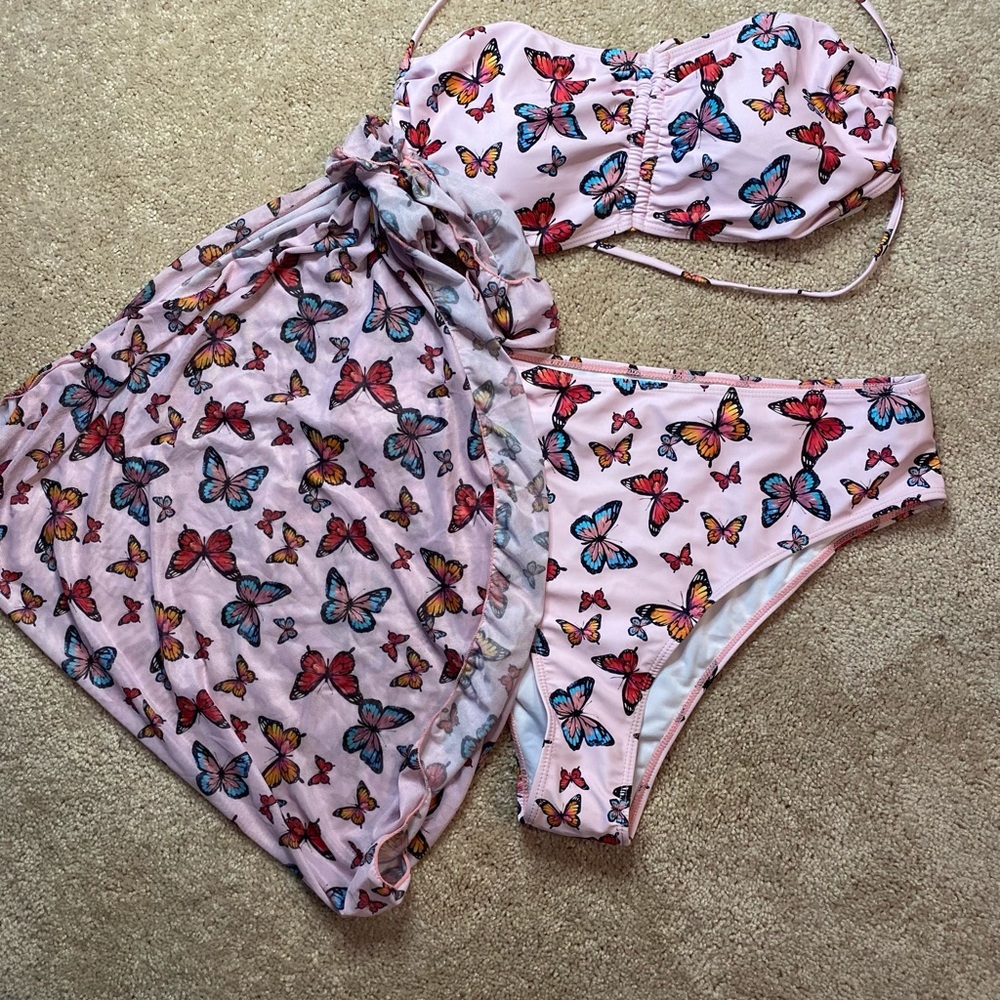 SHEIN size 2XL butterfly 3 piece bikini